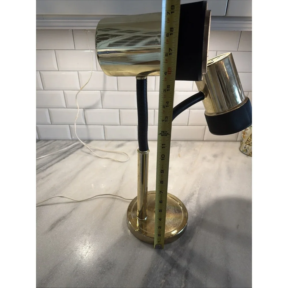 MCM‎ Hollywood Regency Brass/black Adjustable Lamp Frederick Cooper Style ES0001